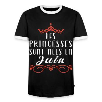 les princesses sont nées en Juin. Cadeau annive - T-shirt contrasté Homme - noir/blanc - Devant - AI Model Female 172 light (172cm) & AI Model Male 178 light (178cm)
