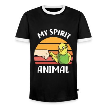 Amoureux de Budgerigar | Cadeaux d’oiseaux de compagnie - T-shirt contrasté Homme - noir/blanc - Devant - AI Model Female 172 light (172cm) & AI Model Male 178 light (178cm)