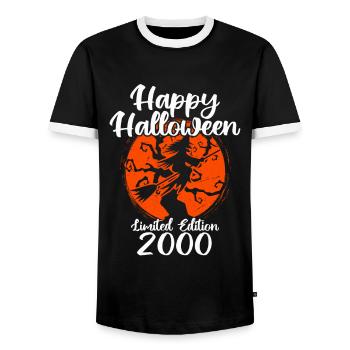 happy halloween Limited edition 2000 - Men's Ringer Shirt - black/white - Front - AI Model Female 172 light (172cm) & AI Model Male 178 light (178cm)