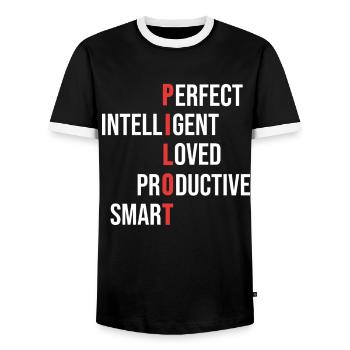 Pilot Airplane Captain Aviation Gift - Men's Ringer Shirt - black/white - Front - AI Model Female 172 light (172cm) & AI Model Male 178 light (178cm)