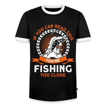 Cadeau de pêche Pêche Pêcheur Drôle De Pêcheur - T-shirt contrasté Homme - noir/blanc - Devant - AI Model Female 172 light (172cm) & AI Model Male 178 light (178cm)
