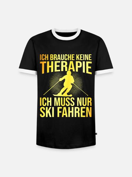 Ski Therapie Spruch - Männer Kontrast-T-Shirt - Schwarz/Weiß