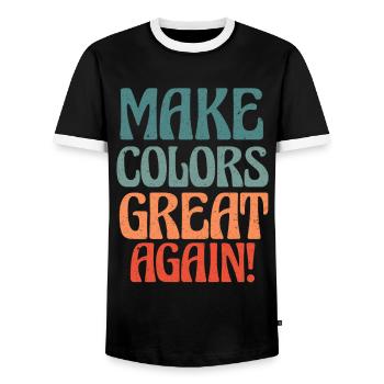 Make Colors Great Again Colorful World Hippie Colors - T-shirt contrasté Homme - noir/blanc - Devant - AI Model Female 172 light (172cm) & AI Model Male 178 light (178cm)