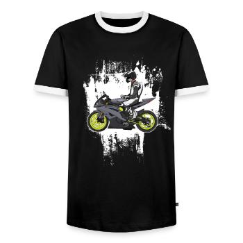 Motorcycle Lifestyle / Motorcycle / Motorcycles biker - Men's Ringer Shirt - black/white - Front - AI Model Female 172 light (172cm) & AI Model Male 178 light (178cm)