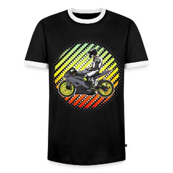 Motorcycle Lifestyle / Motorrad / Motorräder biker - Männer Kontrast-T-Shirt - Schwarz/Weiß - Vorne - AI Model Female 172 light (172cm) & AI Model Male 178 light (178cm)