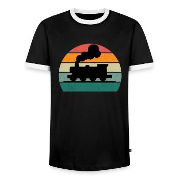train locomotive locomotive locomotive conducteur de train conducteur - T-shirt contrasté Homme - noir/blanc - Devant - AI Model Female 172 light (172cm) & AI Model Male 178 light (178cm)