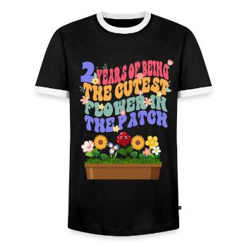 2 years the sweetest flowers in the bed gardener - Men's Ringer Shirt - black/white - Front - AI Model Female 172 light (172cm) & AI Model Male 178 light (178cm)