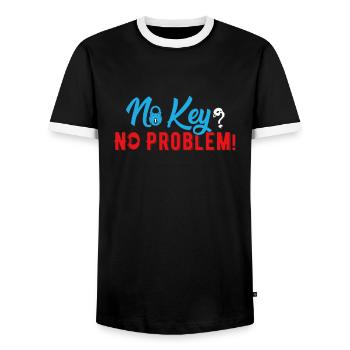 No Key No Problem, Funny Locksmith - Men's Ringer Shirt - black/white - Front - AI Model Female 172 light (172cm) & AI Model Male 178 light (178cm)