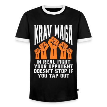 Krav Maga In Real Fight Your Combat Sports Fighter - Men's Ringer Shirt - black/white - Front - AI Model Female 172 light (172cm) & AI Model Male 178 light (178cm)