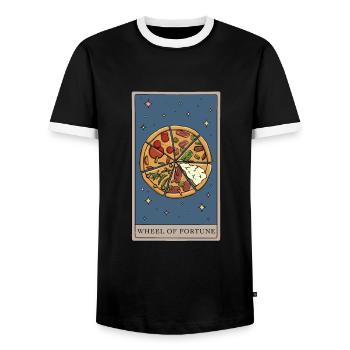 Wheel of Fortune Pizza Design pour un lecteur de cartes de tarot - T-shirt contrasté Homme - noir/blanc - Devant - AI Model Female 172 light (172cm) & AI Model Male 178 light (178cm)