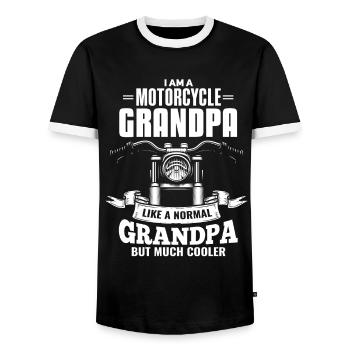 Drôle de motocycliste disant - T-shirt contrasté Homme - noir/blanc - Devant - AI Model Female 172 light (172cm) & AI Model Male 178 light (178cm)