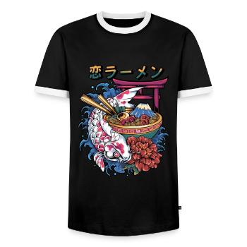 Ramen Katze Japan Kawaii - Männer Kontrast-T-Shirt - Schwarz/Weiß - Vorne - AI Model Female 172 light (172cm) & AI Model Male 178 light (178cm)