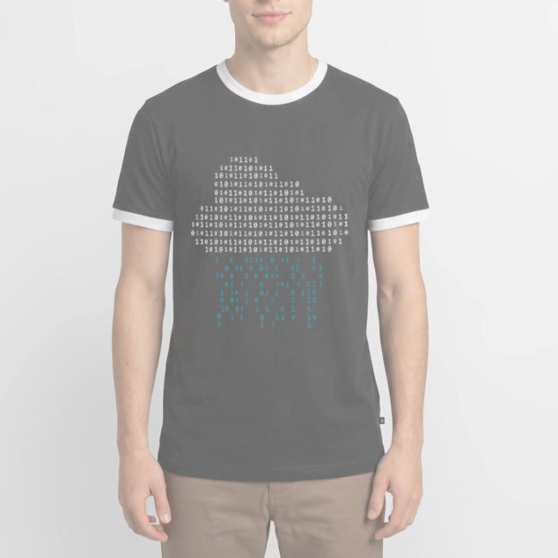 Programmer - binary code cloud rain Men's Ringer Shirt