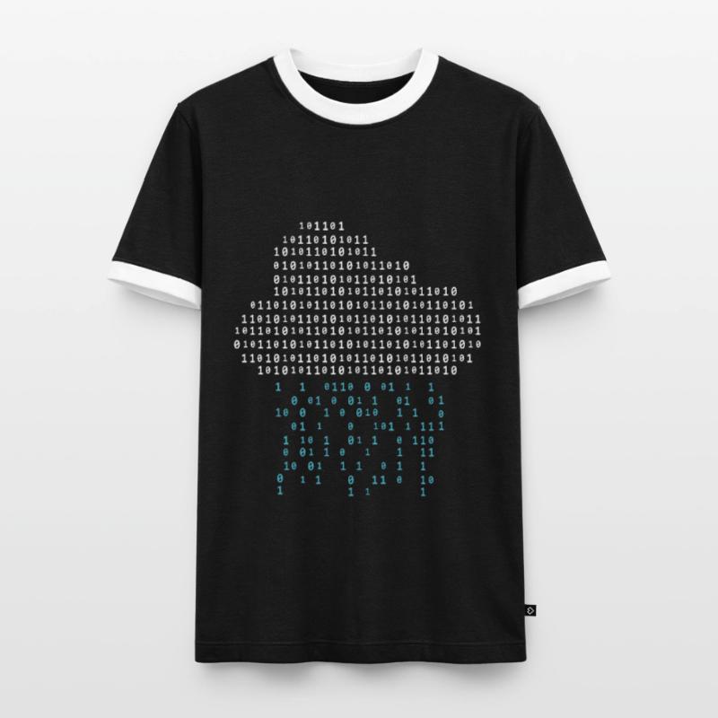 Programmer - binary code cloud rain Men's Ringer Shirt
