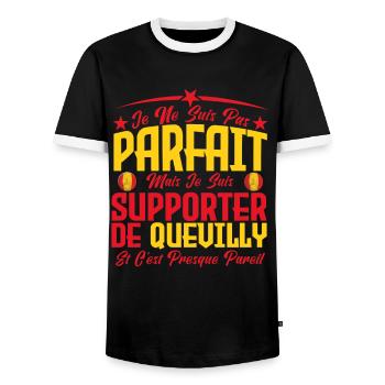je ne suis pas parfait, supporteur de Quevilly. - T-shirt contrasté Homme - noir/blanc - Devant - AI Model Female 172 light (172cm) & AI Model Male 178 light (178cm)