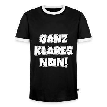 Ganz klares nein - Männer Kontrast-T-Shirt - Schwarz/Weiß - Vorne - AI Model Female 172 light (172cm) & AI Model Male 178 light (178cm)