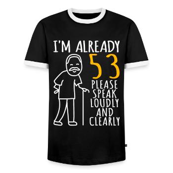 53 Birthday Man 53er 53ter I'm already 53 years - Men's Ringer Shirt - black/white - Front - AI Model Female 172 light (172cm) & AI Model Male 178 light (178cm)