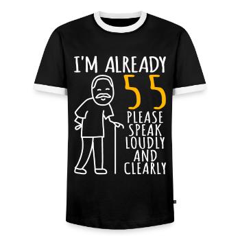 55 Geburtstag Mann 55er 55ter I'm already 55 Jahre - Männer Kontrast-T-Shirt - Schwarz/Weiß - Vorne - AI Model Female 172 light (172cm) & AI Model Male 178 light (178cm)