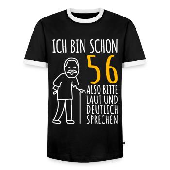 56 Geburtstag Mann Geschenk Lustig 56er 56 Jahre - Männer Kontrast-T-Shirt - Schwarz/Weiß - Vorne - AI Model Female 172 light (172cm) & AI Model Male 178 light (178cm)