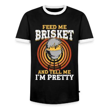 Bbq Grill Meat Lovers Grill Party Food Bbq - Men's Ringer Shirt - black/white - Front - AI Model Female 172 light (172cm) & AI Model Male 178 light (178cm)