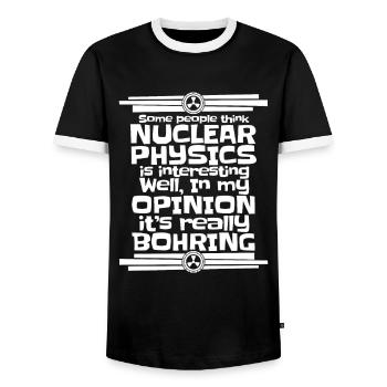 Physics Phyiker Nuclear Physics - Men's Ringer Shirt - black/white - Front - AI Model Female 172 light (172cm) & AI Model Male 178 light (178cm)