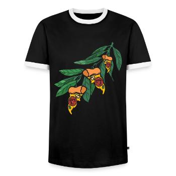 Feuilles de pizza - T-shirt contrasté Homme - noir/blanc - Devant - AI Model Female 172 light (172cm) & AI Model Male 178 light (178cm)