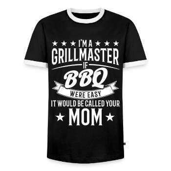 Bbq Grill Meat Lovers Grill Party Food Bbq - Men's Ringer Shirt - black/white - Front - AI Model Female 172 light (172cm) & AI Model Male 178 light (178cm)