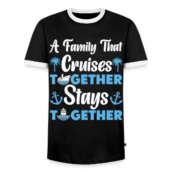 Croisière Vacances Famille A - T-shirt contrasté Homme - noir/blanc - Devant - AI Model Female 172 light (172cm) & AI Model Male 178 light (178cm)