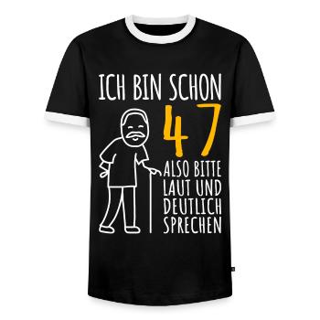 47 Geburtstag Mann Geschenk Lustig 47er 47 Jahre - Männer Kontrast-T-Shirt - Schwarz/Weiß - Vorne - AI Model Female 172 light (172cm) & AI Model Male 178 light (178cm)