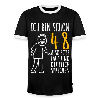 48 Geburtstag Mann Geschenk Lustig 48er 48 Jahre - Männer Kontrast-T-Shirt - Schwarz/Weiß - Vorne - AI Model Female 172 light (172cm) & AI Model Male 178 light (178cm)