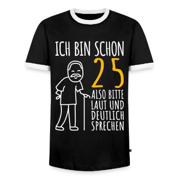 25 Geburtstag Mann Geschenk Lustig 25er 25 Jahre - Männer Kontrast-T-Shirt - Schwarz/Weiß - Vorne - AI Model Female 172 light (172cm) & AI Model Male 178 light (178cm)