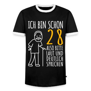 28 Geburtstag Mann Geschenk Lustig 28er 28 Jahre - Männer Kontrast-T-Shirt - Schwarz/Weiß - Vorne - AI Model Female 172 light (172cm) & AI Model Male 178 light (178cm)