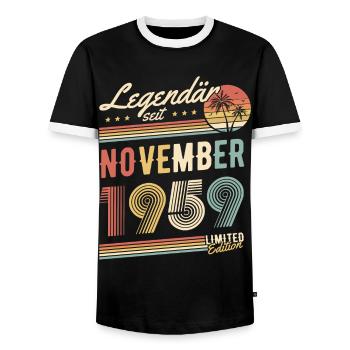 Legendär Seit November 1959 Geburtstag Geschenk - Männer Kontrast-T-Shirt - Schwarz/Weiß - Vorne - AI Model Female 172 light (172cm) & AI Model Male 178 light (178cm)