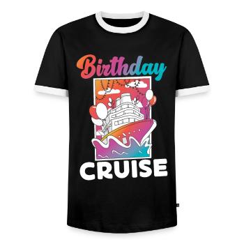 Cruise Ship Vacation Birthday - Men's Ringer Shirt - black/white - Front - AI Model Female 172 light (172cm) & AI Model Male 178 light (178cm)