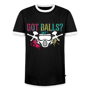 Paintball Got Balls Air Gun Sport Paintball Player - Men's Ringer Shirt - black/white - Front - AI Model Female 172 light (172cm) & AI Model Male 178 light (178cm)