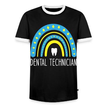Zahntechniker Retro Farben Regenbogen und Blau und - Männer Kontrast-T-Shirt - Schwarz/Weiß - Vorne - AI Model Female 172 light (172cm) & AI Model Male 178 light (178cm)