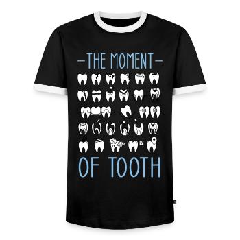 Die Stunde der Wahreit verschiedene Zähne für - Männer Kontrast-T-Shirt - Schwarz/Weiß - Vorne - AI Model Female 172 light (172cm) & AI Model Male 178 light (178cm)