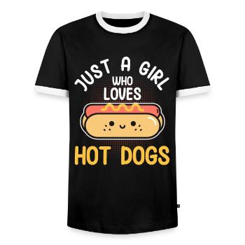 Hotdog Food Lover Hotdogs Contest Hotdog-verkäufer - Männer Kontrast-T-Shirt - Schwarz/Weiß - Vorne - AI Model Female 172 light (172cm) & AI Model Male 178 light (178cm)