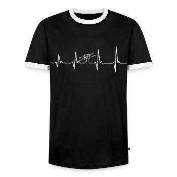 Batterie heartbeat - batteur - T-shirt contrasté Homme - noir/blanc - Devant - AI Model Female 172 light (172cm) & AI Model Male 178 light (178cm)