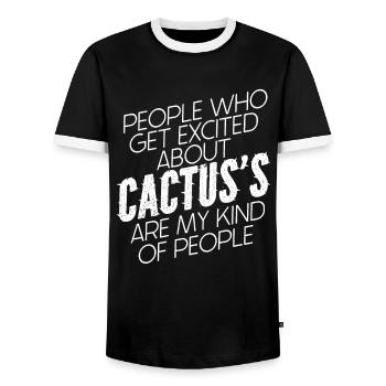 Cactus Garden - Men's Ringer Shirt - black/white - Front - AI Model Female 172 light (172cm) & AI Model Male 178 light (178cm)