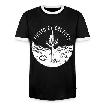 Cactus Garden Cactus - Men's Ringer Shirt - black/white - Front - AI Model Female 172 light (172cm) & AI Model Male 178 light (178cm)