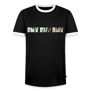 BMX - Männer Kontrast-T-Shirt - Schwarz/Weiß - Vorne - AI Model Female 172 light (172cm) & AI Model Male 178 light (178cm)