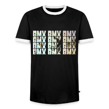 BMX - Männer Kontrast-T-Shirt - Schwarz/Weiß - Vorne - AI Model Female 172 light (172cm) & AI Model Male 178 light (178cm)