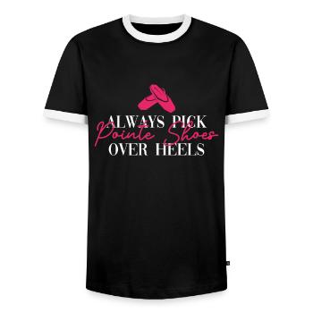 Ballet Dancer Ballerina Dancing Ballet Dancer - Men's Ringer Shirt - black/white - Front - AI Model Female 172 light (172cm) & AI Model Male 178 light (178cm)