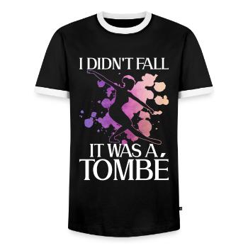 I didn't fall, it was a tombé ballet - Men's Ringer Shirt - black/white - Front - AI Model Female 172 light (172cm) & AI Model Male 178 light (178cm)