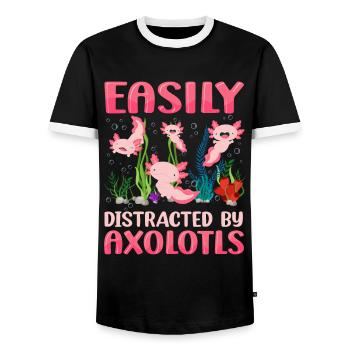 Facilement distrait par les axolotls sont mes - T-shirt contrasté Homme - noir/blanc - Devant - AI Model Female 172 light (172cm) & AI Model Male 178 light (178cm)