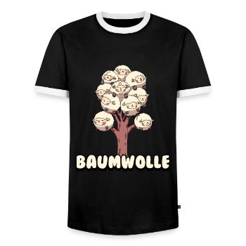 Baumwolle Cotton Tree Animals Fluffy Sheep Earth - Männer Kontrast-T-Shirt - Schwarz/Weiß - Vorne - AI Model Female 172 light (172cm) & AI Model Male 178 light (178cm)