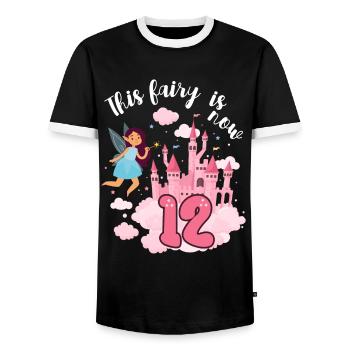 This fairy is now 12 Magic Castle 12. - Men's Ringer Shirt - black/white - Front - AI Model Female 172 light (172cm) & AI Model Male 178 light (178cm)