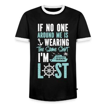 Cruise Ship Vacation Friends - Men's Ringer Shirt - black/white - Front - AI Model Female 172 light (172cm) & AI Model Male 178 light (178cm)