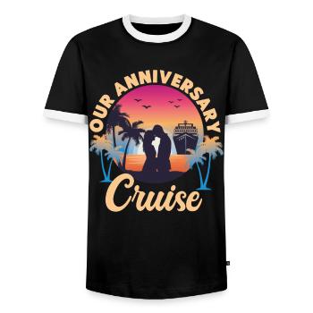 Bateau de croisière Vacances Mari Femme - T-shirt contrasté Homme - noir/blanc - Devant - AI Model Female 172 light (172cm) & AI Model Male 178 light (178cm)